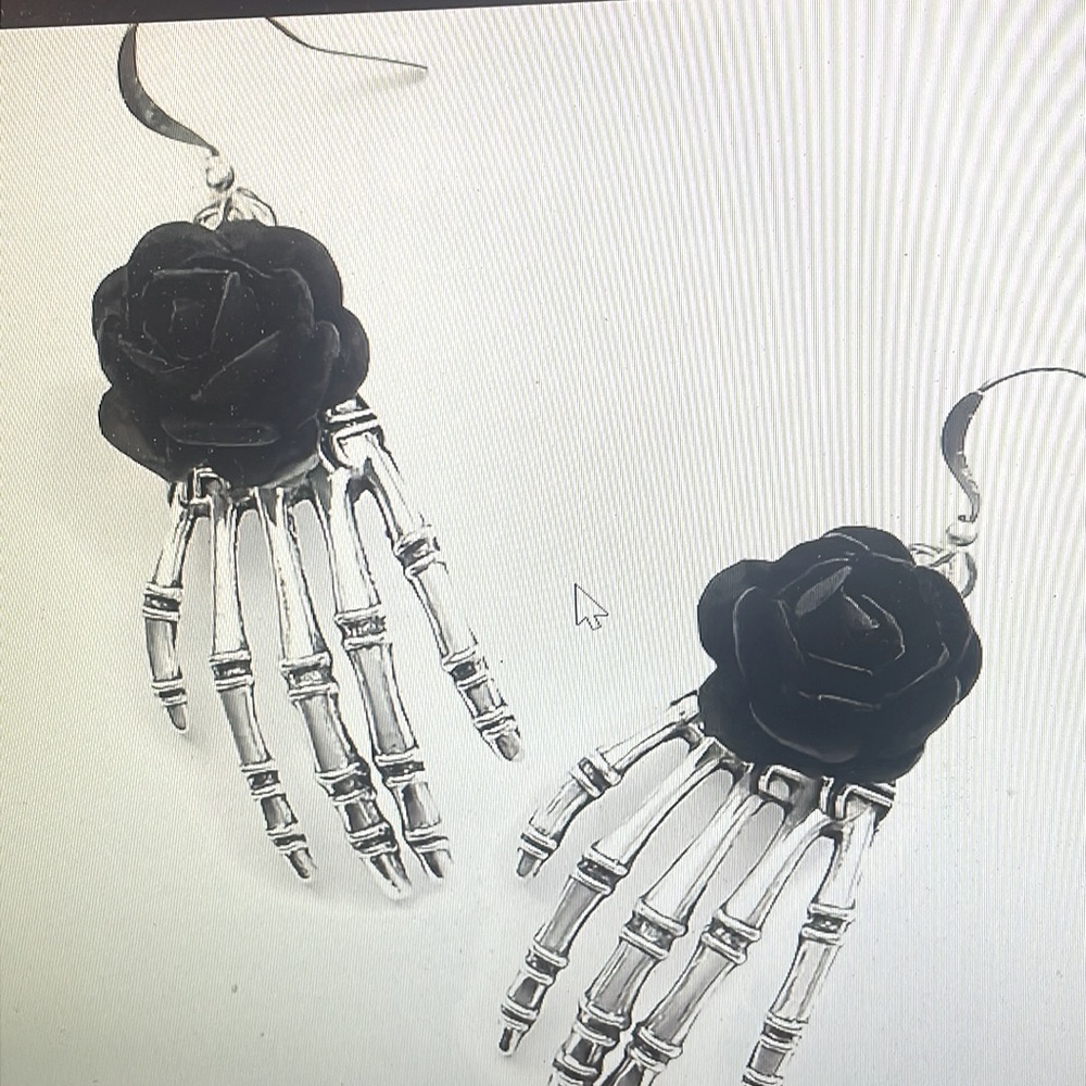 Elegant Black Rose Skeleton Earrings